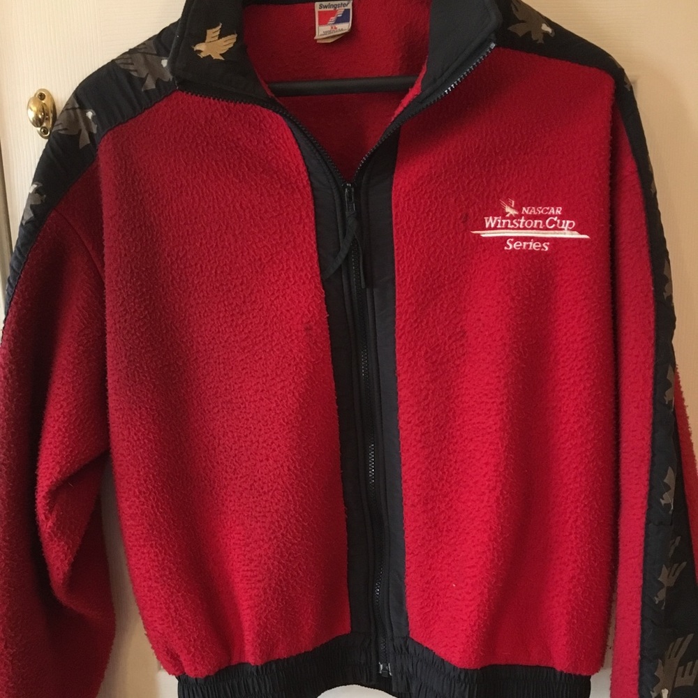Red zip up jacket
